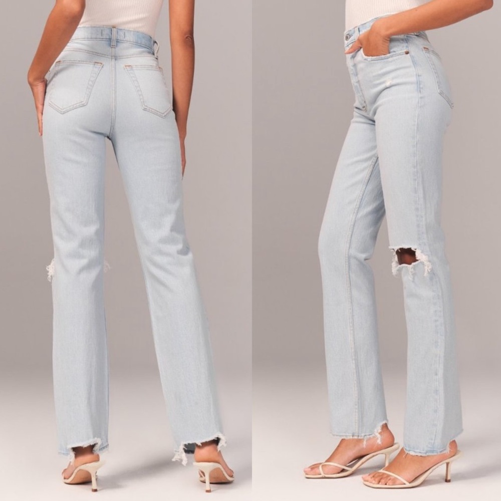 Abercrombie 90’s Straight Ultra High Rise Light Distress
